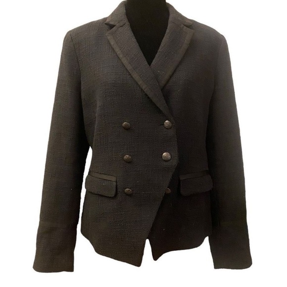 BANANA REPUBLIC Black Double-Breasted Textured Women's Blazer - Picture 3 of 16
